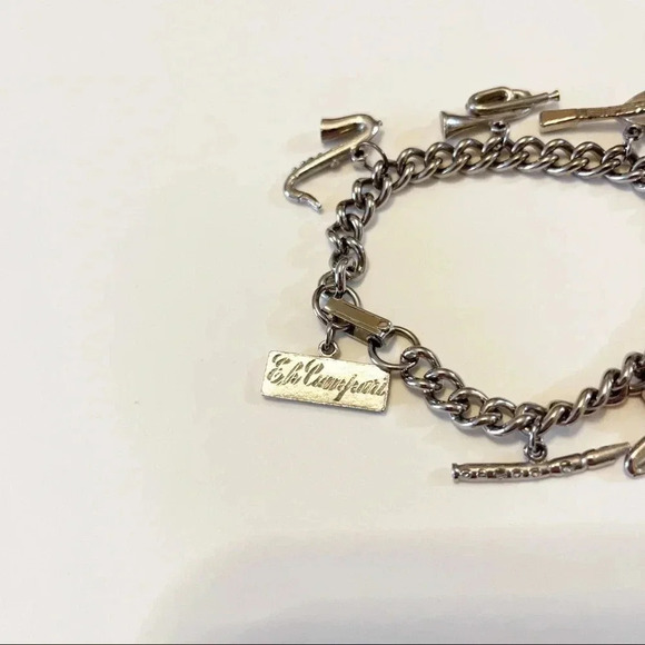 Vintage Eh Cumpari Musical Instruments Charm Bracelet Sax Violin Flute Trombone - Picture 2 of 6